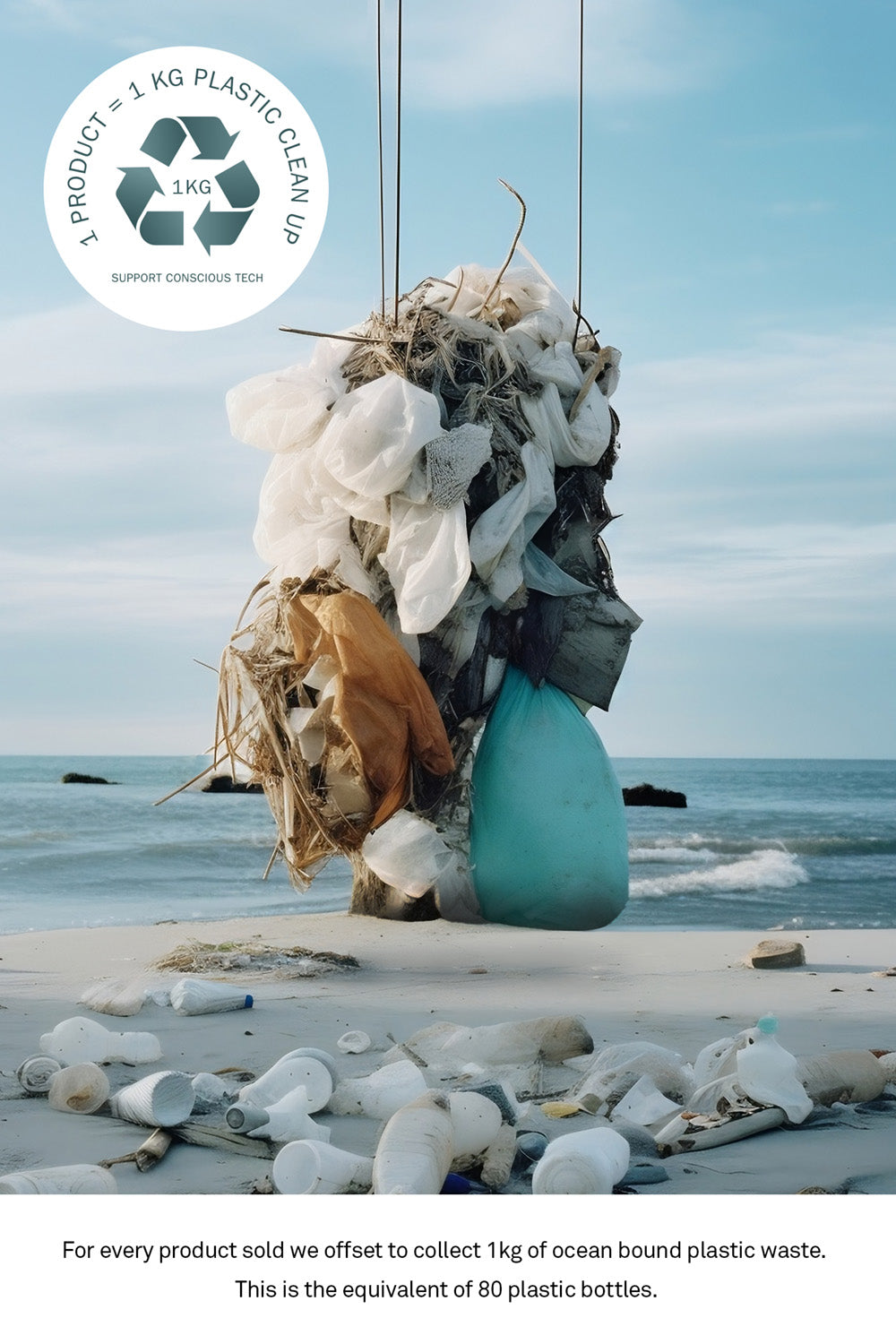 USB Sea Blue · Type C · 100W · 2 meter · Made of recycled fishing nets
